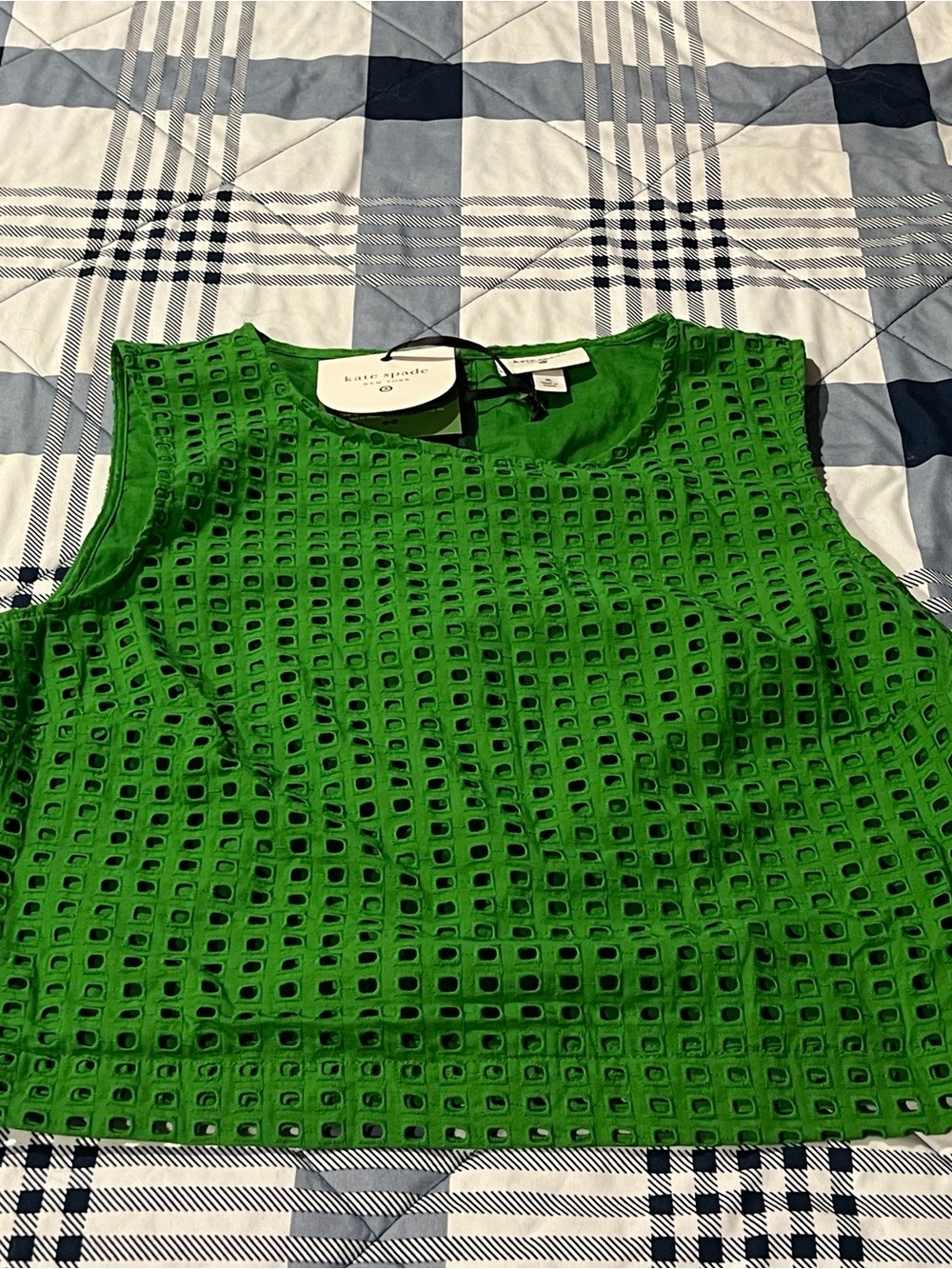kate spade Bright Green Eyelet Sleeveless Tank